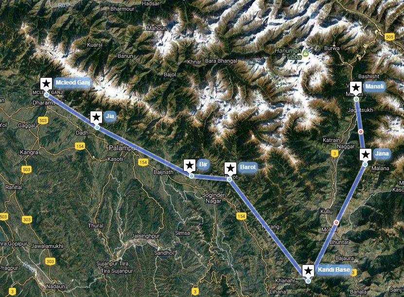 Reiseverlaufskarte zu Heilige Bergseen, idyllische Dörfer, Tibetische Kultur-Fahrradtour durch den grünen Bergstaat Himachal