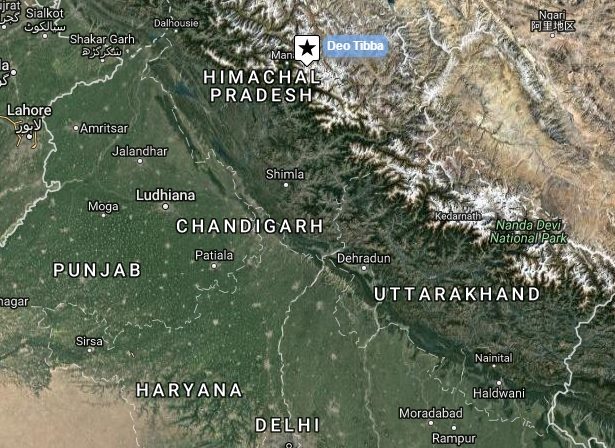 Reiseverlaufskarte zu Bergsteigen in Indien: zum Deo Tibba (6001 m) im September