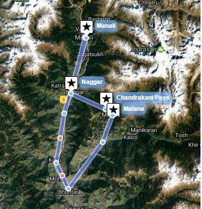 Reiseverlaufskarte zu Malana Trek