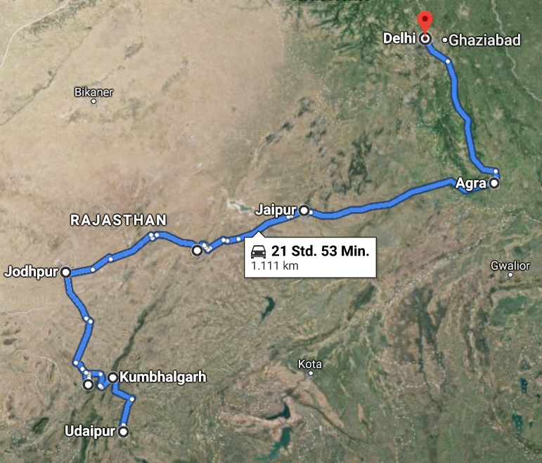 Reiseverlaufskarte zu Bezauberndes Rajasthan per Fahrrad