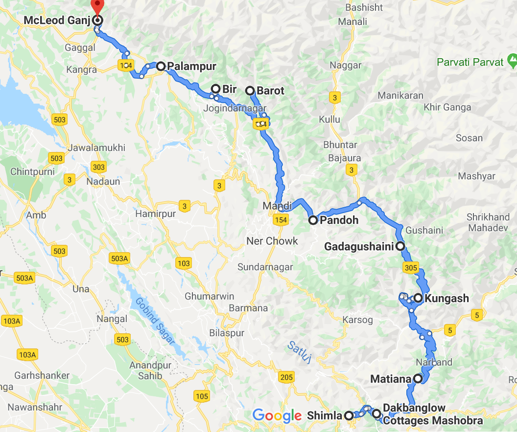 Reiseverlaufskarte zu Mountainbike Tour durch die Dschungel des Vorhimalaya